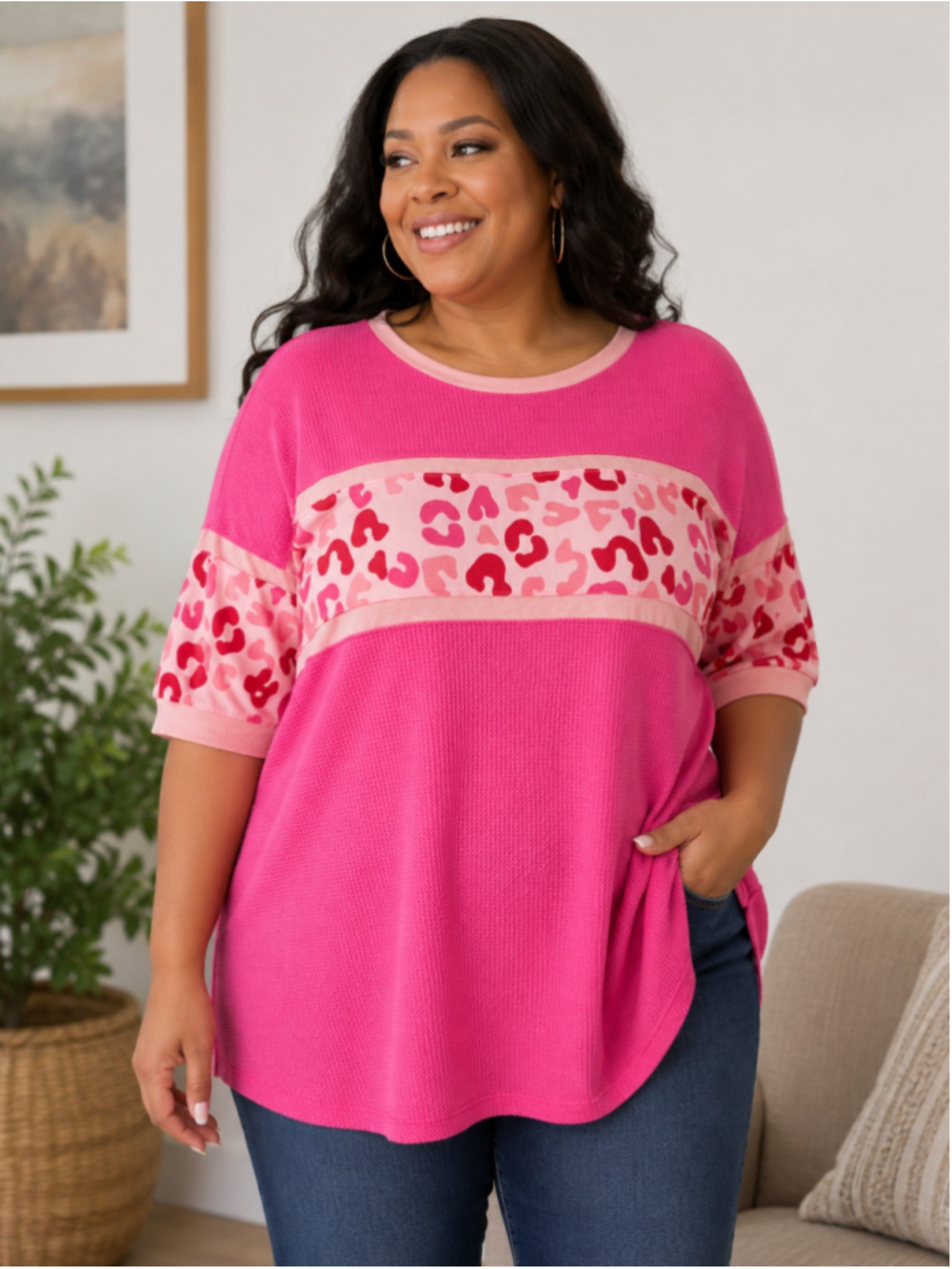 Sunshine & Rodeos Short Sleeve Tee, Pink and Red Women’s Size M